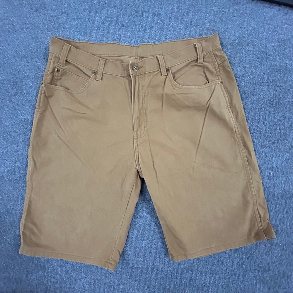 Dickies Shorts Mens Size 36 Brown Duck Canvas Carpenter Utility Workwear Stretch